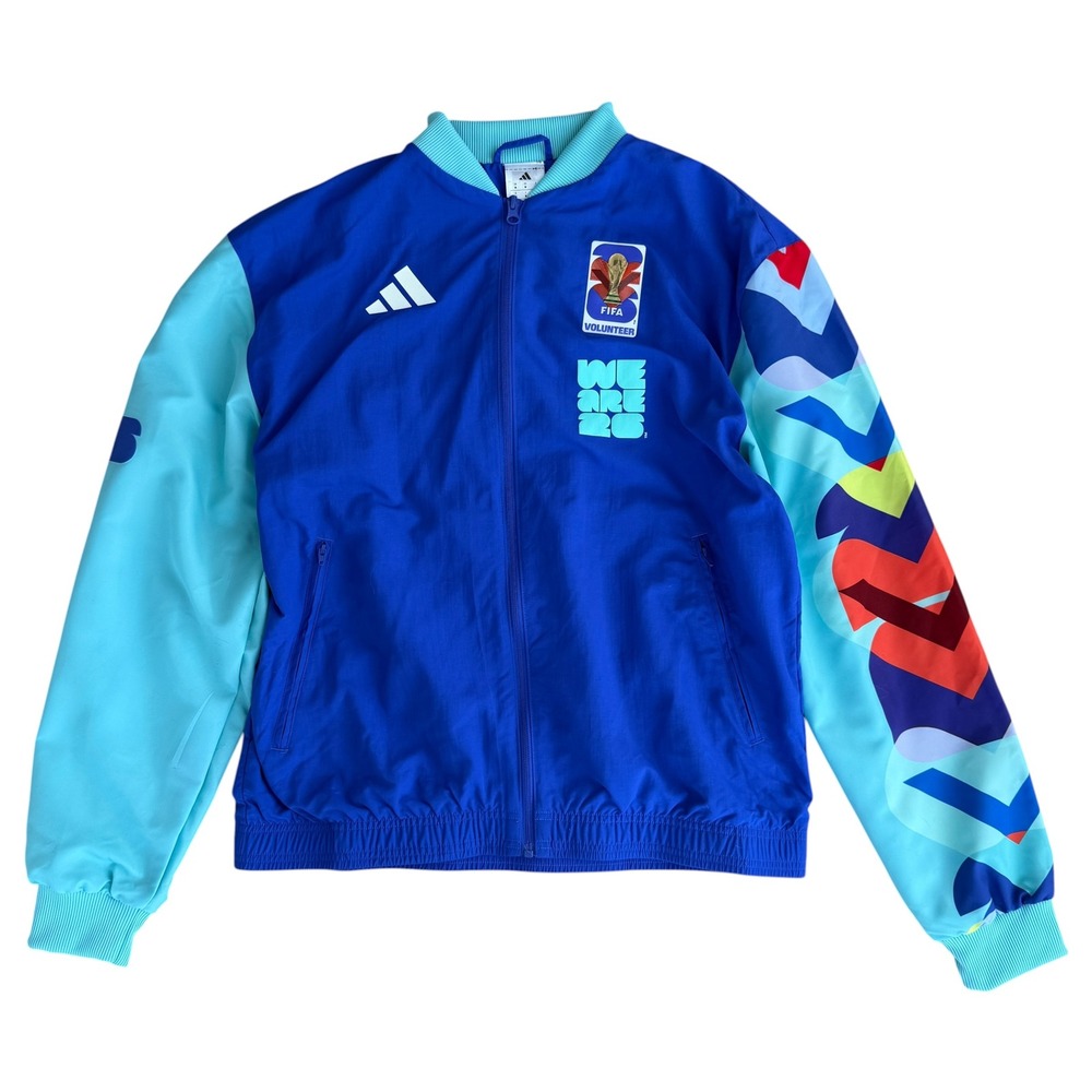 Adidas 2026 World Cup Full Zip Bomber Jacket FIFA Volunteer Medium M Blue Teal